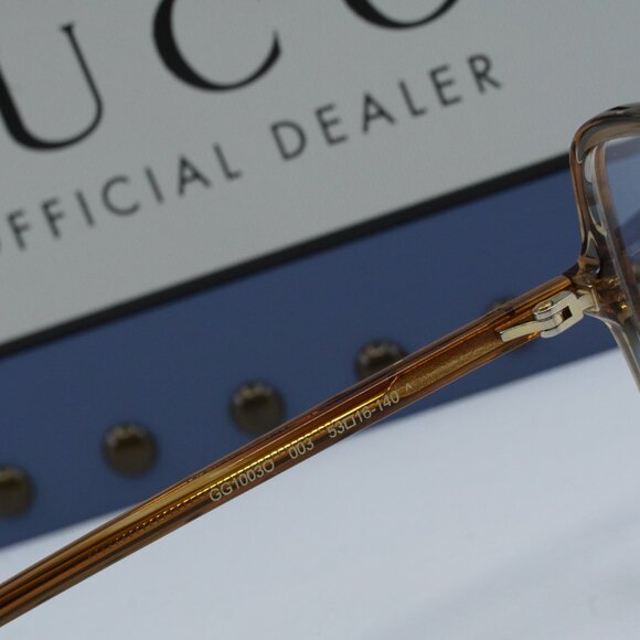 Gucci GG1003O 003 Square Eyeglasses – Striped Brown Crystal Fade 53mm - Picture 6 of 10